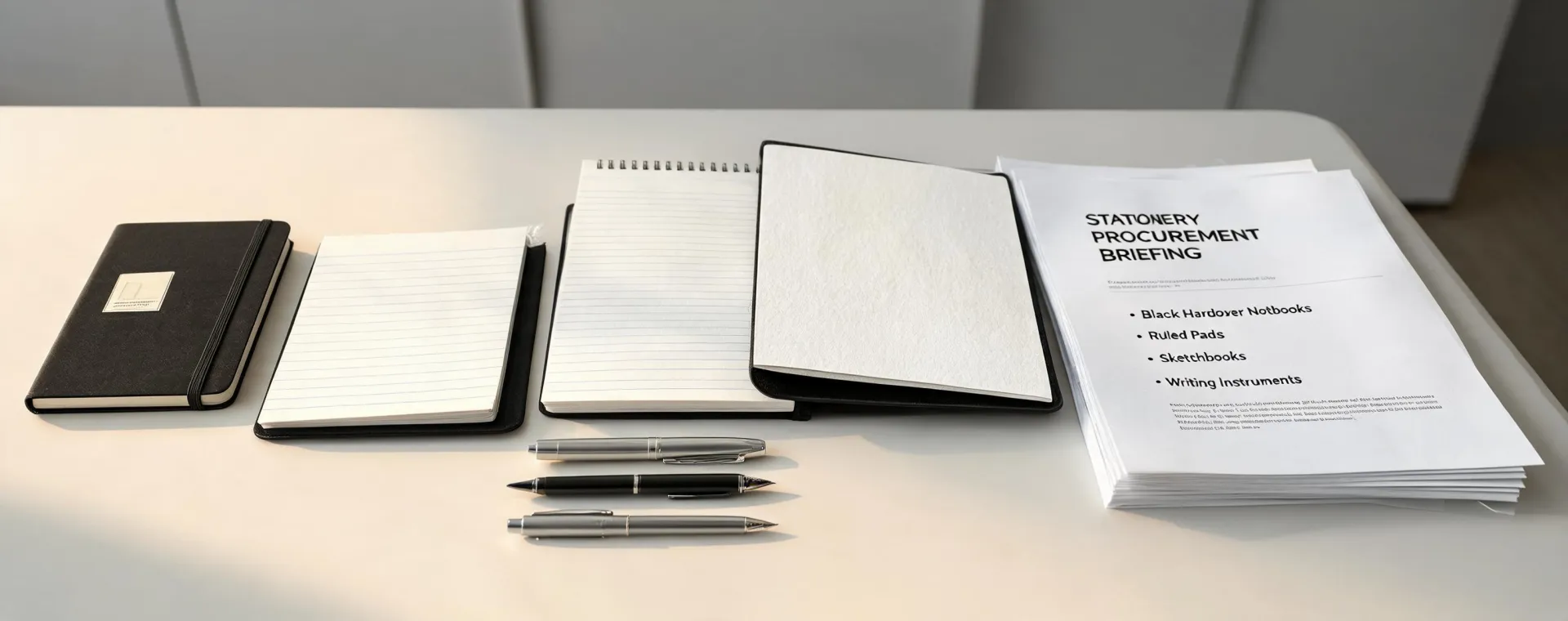 Moleskine notebooks prepared for team procurement